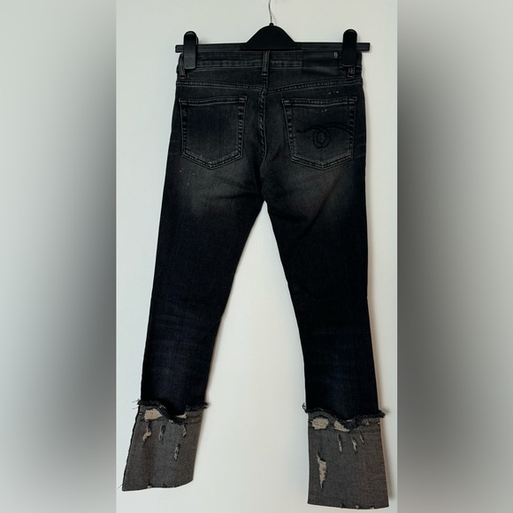 R13 Kate Skinny Ankle Jeans with Distressed High Cuff - Picture 3 of 10